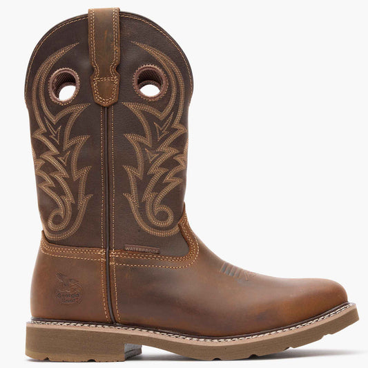Georgia Boot Core 37 Western 11" Steel Toe Waterproof Pull-On Work Boot-brown-gb00692