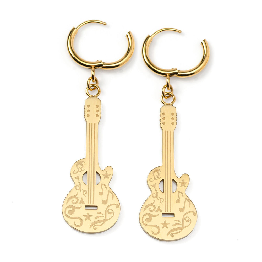 Grand Ole Opry 18K Gold Plated Stainless Steel Guitar Earrings - Cufflinks.com - Flyclothing LLC