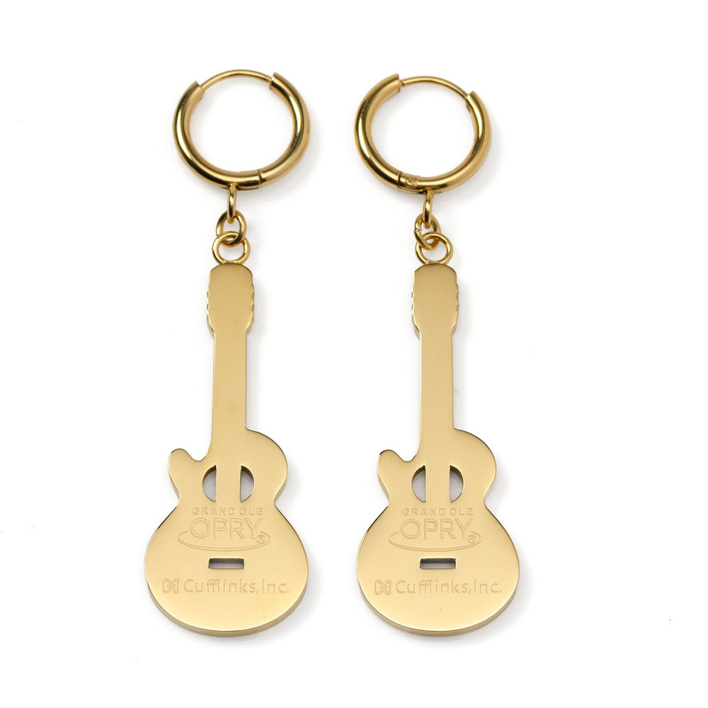 Grand Ole Opry 18K Gold Plated Stainless Steel Guitar Earrings - Cufflinks.com - Flyclothing LLC