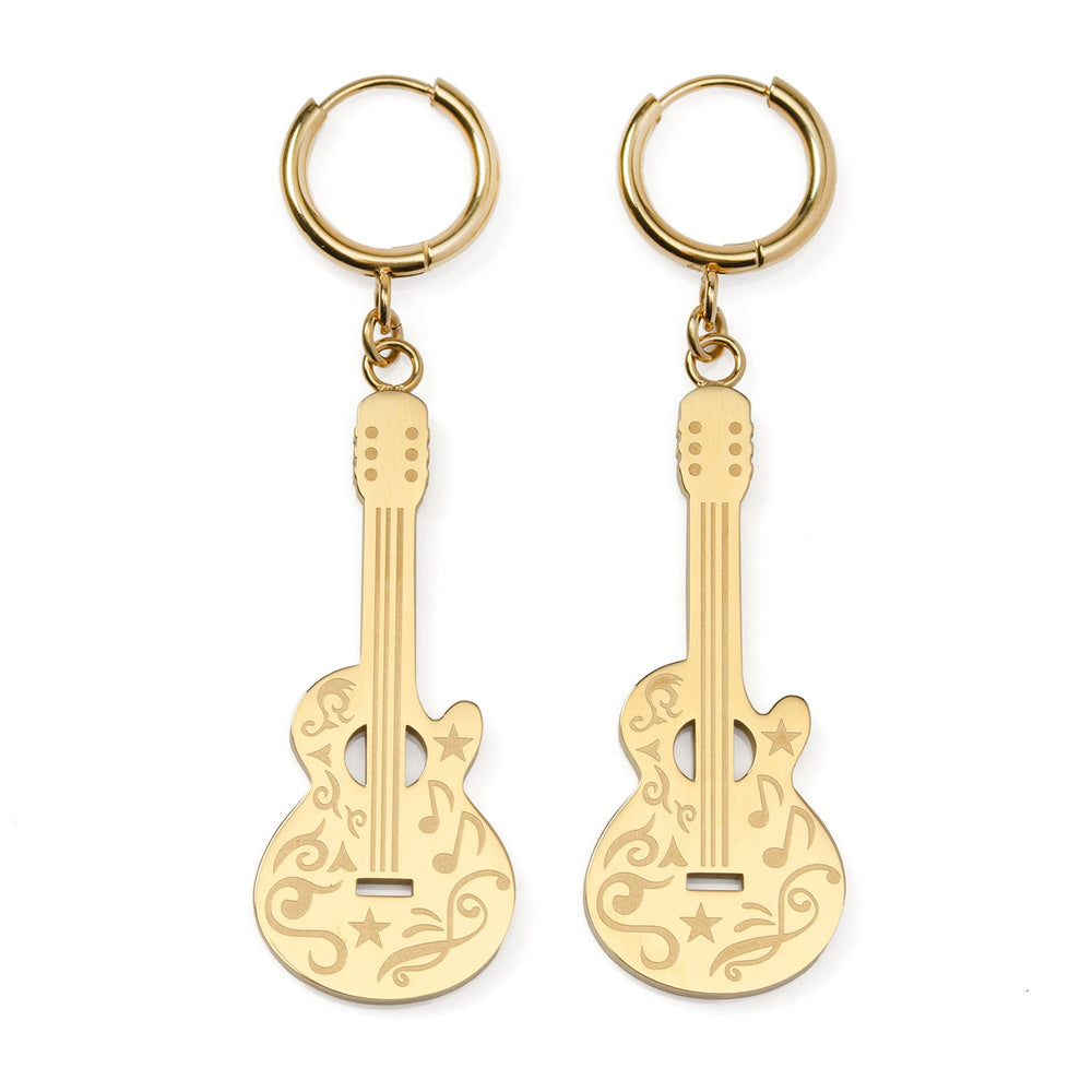 Grand Ole Opry 18K Gold Plated Stainless Steel Guitar Earrings - Cufflinks.com - Flyclothing LLC