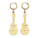 Grand Ole Opry 18K Gold Plated Stainless Steel Guitar Earrings - Cufflinks.com - Flyclothing LLC