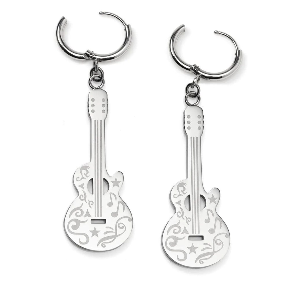 Grand Ole Opry Stainless Steel Silver Guitar Earrings - Cufflinks.com - Flyclothing LLC