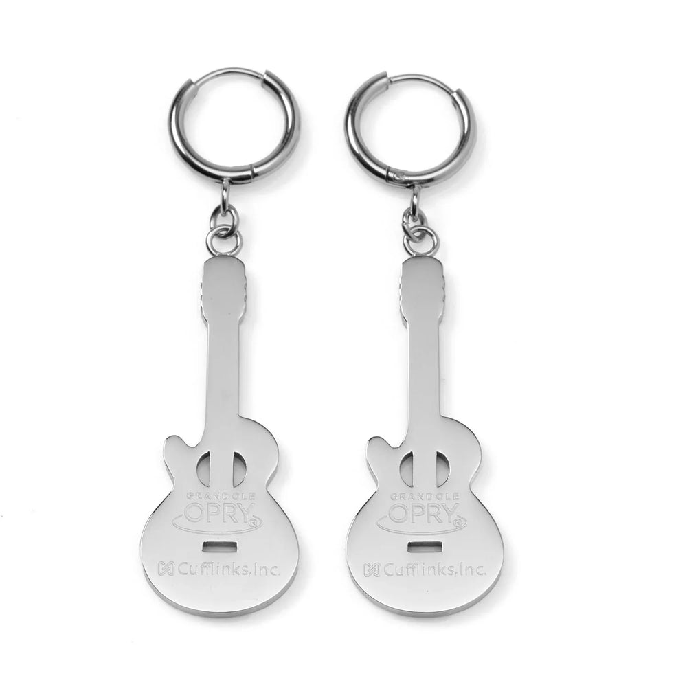 Grand Ole Opry Stainless Steel Silver Guitar Earrings - Cufflinks.com - Flyclothing LLC