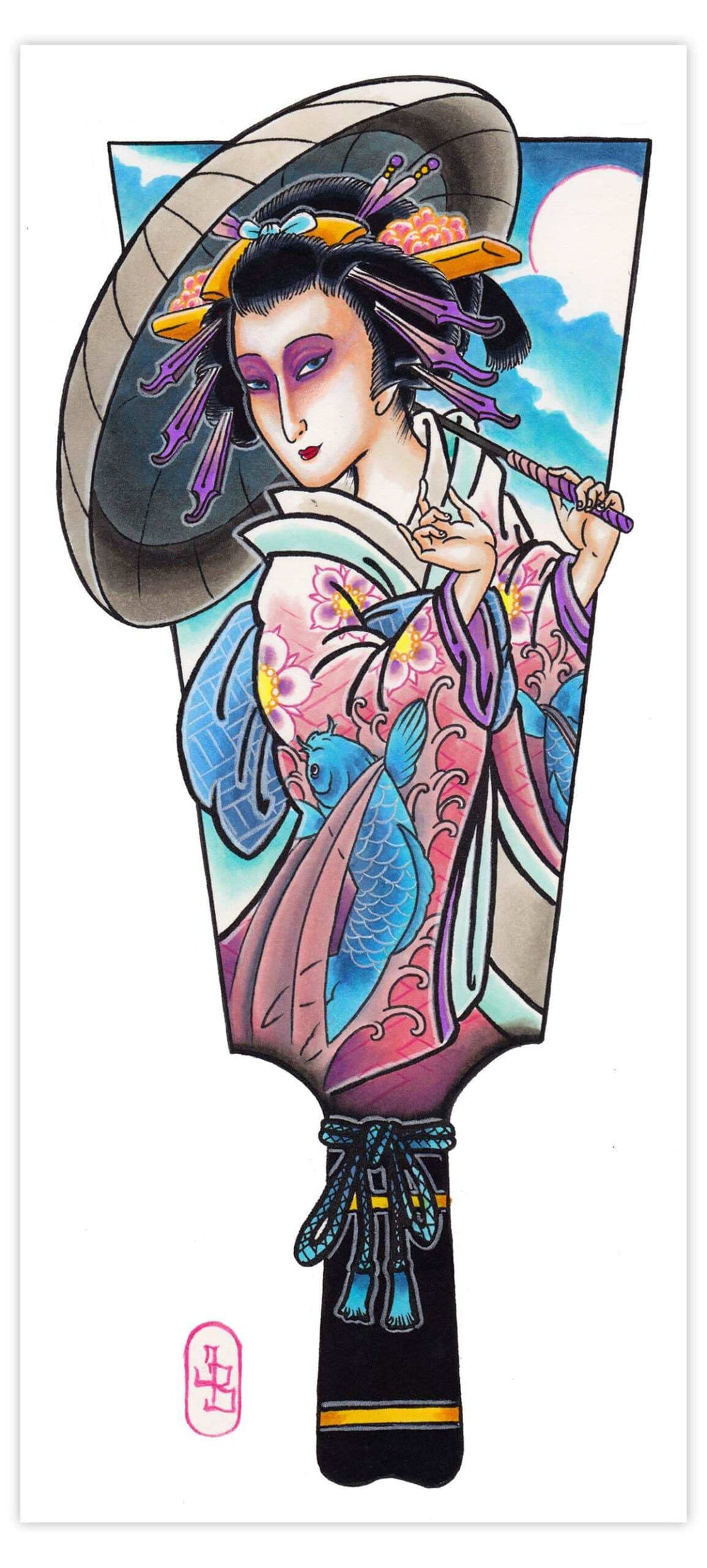 Black Market Art Company Geisha Hagoita Print - Black Market Art Company - Flyclothing LLC