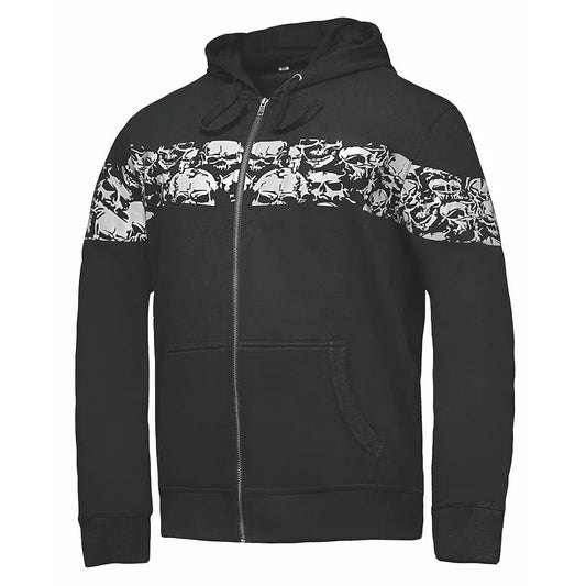 Ghost-Men’s Reflective Skull Graphic Hoodie – Bold Streetwear for Motorcycle Riders