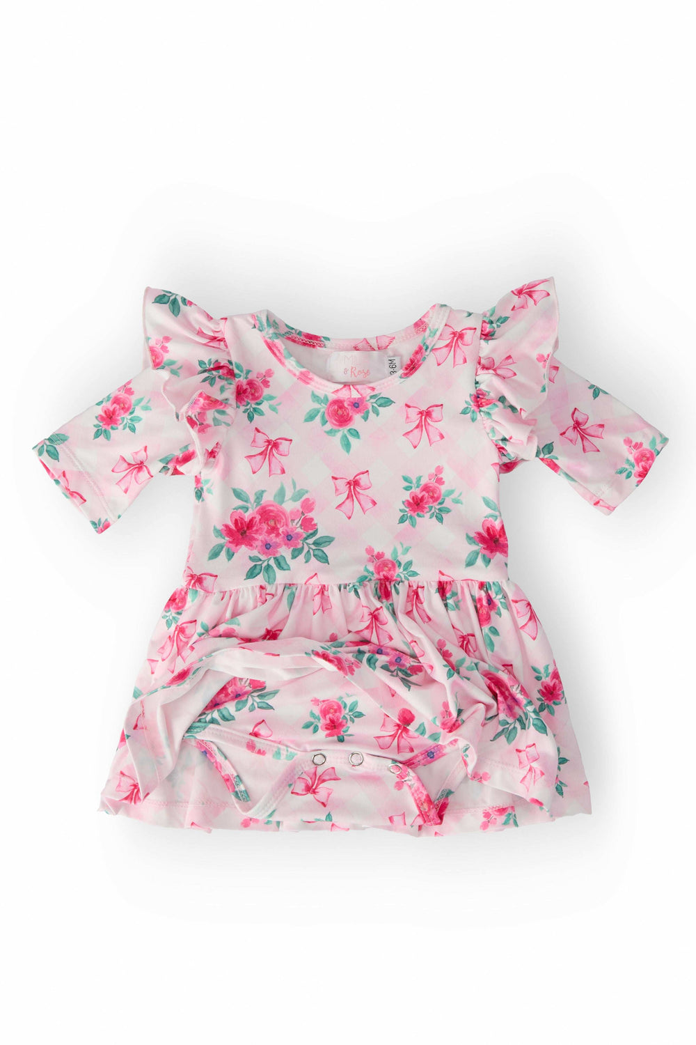 Gingham Bows 3/4 Sleeve Flutter Twirl Bodysuit - Mila & Rose ® - Flyclothing LLC