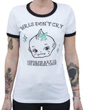 Black Market Art Company Girls Don't Cry Women's Ringer T-Shirt - Black Market Art Company - Flyclothing LLC
