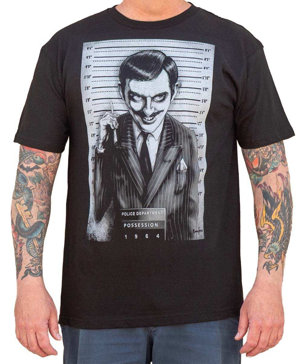 Black Market Art Company GOMEZ Men's T-Shirt| Gomez Addams Family Mugshot - Black Market Art Company - Flyclothing LLC