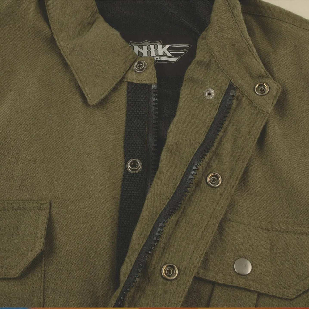 Sargeant - Mens Green Armored Flannel - Unik Just for Bikers - Flyclothing LLC