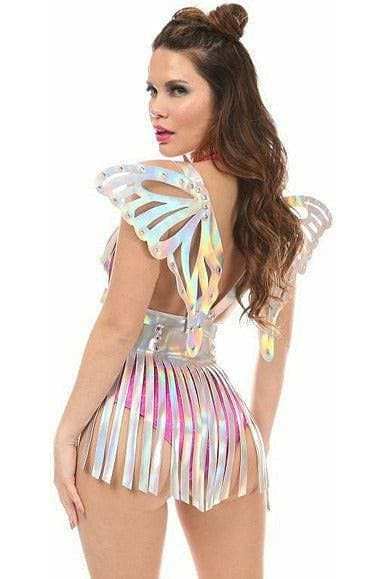 Daisy Corsets Silver Hologram Fringe Mini Skirt - Daisy Corsets - Flyclothing LLC