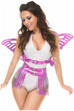 Daisy Corsets Fuchsia Holo Large Butterfly Wing Body Harness - Daisy Corsets - Flyclothing LLC
