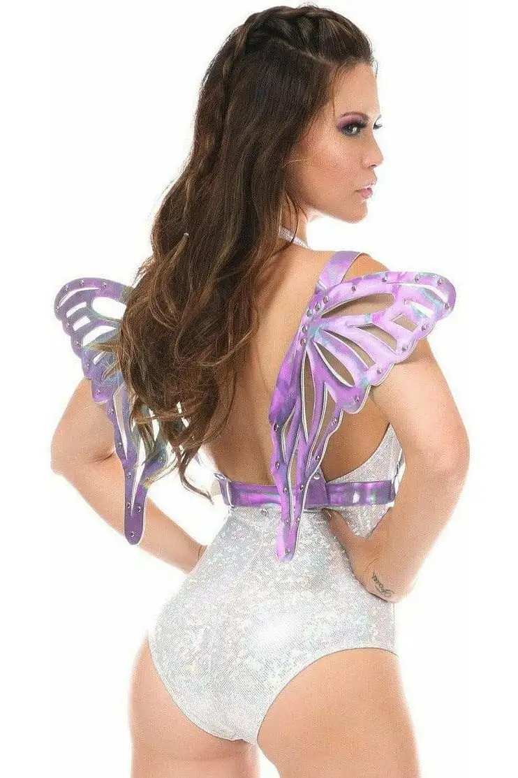 Daisy Corsets Lavender Holo Large Butterfly Wing Body Harness - Daisy Corsets - Flyclothing LLC