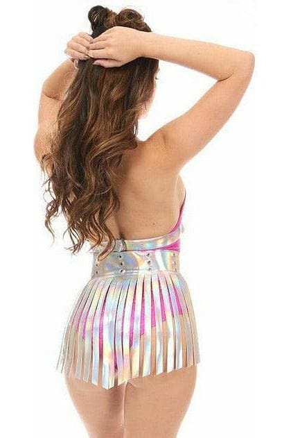 Daisy Corsets Silver Hologram Fringe Mini Skirt - Daisy Corsets - Flyclothing LLC