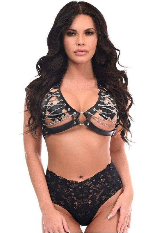 Daisy Corsets Black & Silver Chain Triangle Top Body Harness - Daisy Corsets - Flyclothing LLC