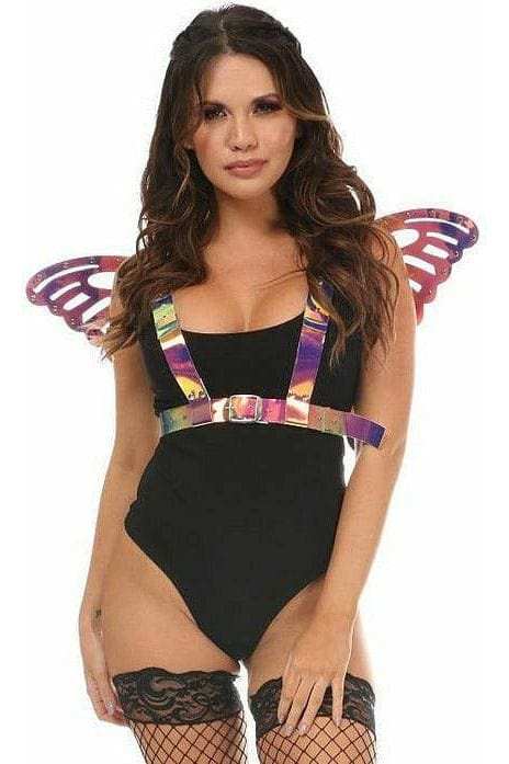 Daisy Corsets Rainbow Gold Holo Large Butterfly Wing Body Harness - Daisy Corsets - Flyclothing LLC