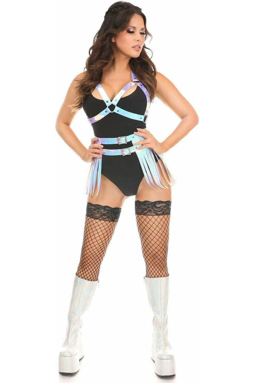 Daisy Corsets Blue/Purple Holo Halter Bra Harness - Daisy Corsets - Flyclothing LLC