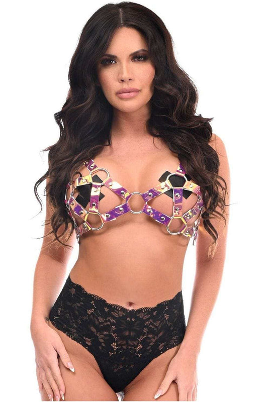 Daisy Corsets Rainbow Holo Strappy Bra Top - Daisy Corsets - Flyclothing LLC