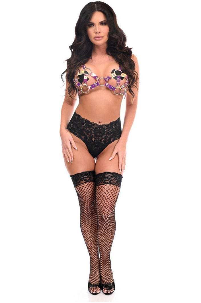 Daisy Corsets Rainbow Holo Strappy Bra Top - Daisy Corsets - Flyclothing LLC