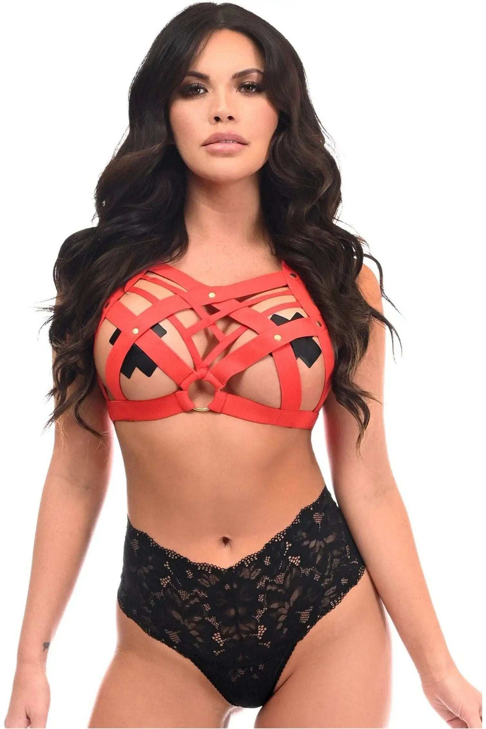 Daisy Corsets BOXED Red Stretchy Body Harness w/Gold Hardware - Daisy Corsets - Flyclothing LLC