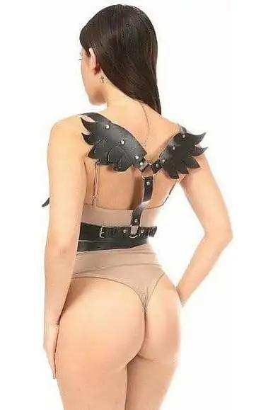 Daisy Corsets Black Vegan Leather Body Harness w/Wings - Daisy Corsets - Flyclothing LLC