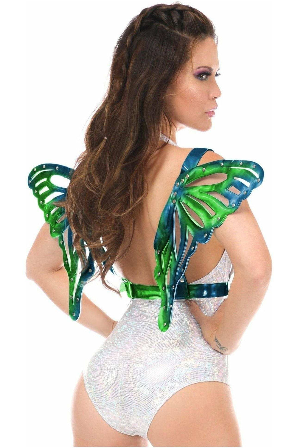 Daisy Corsets Blue/Teal Holo Large Butterfly Wing Body Harness - Daisy Corsets - Flyclothing LLC
