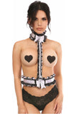 Daisy Corsets Kitten Collection White/Black Lace Single Strap Body Harness - Daisy Corsets - Flyclothing LLC