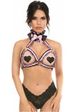 Daisy Corsets Kitten Collection Lt Pink/Black Lace Bra Top Body Harness - Daisy Corsets - Flyclothing LLC