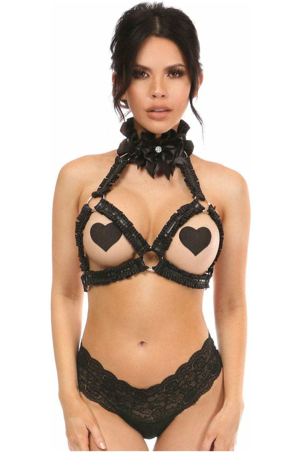 Daisy Corsets Kitten Collection Pinstripe Triangle Top Body Harness - Daisy Corsets - Flyclothing LLC