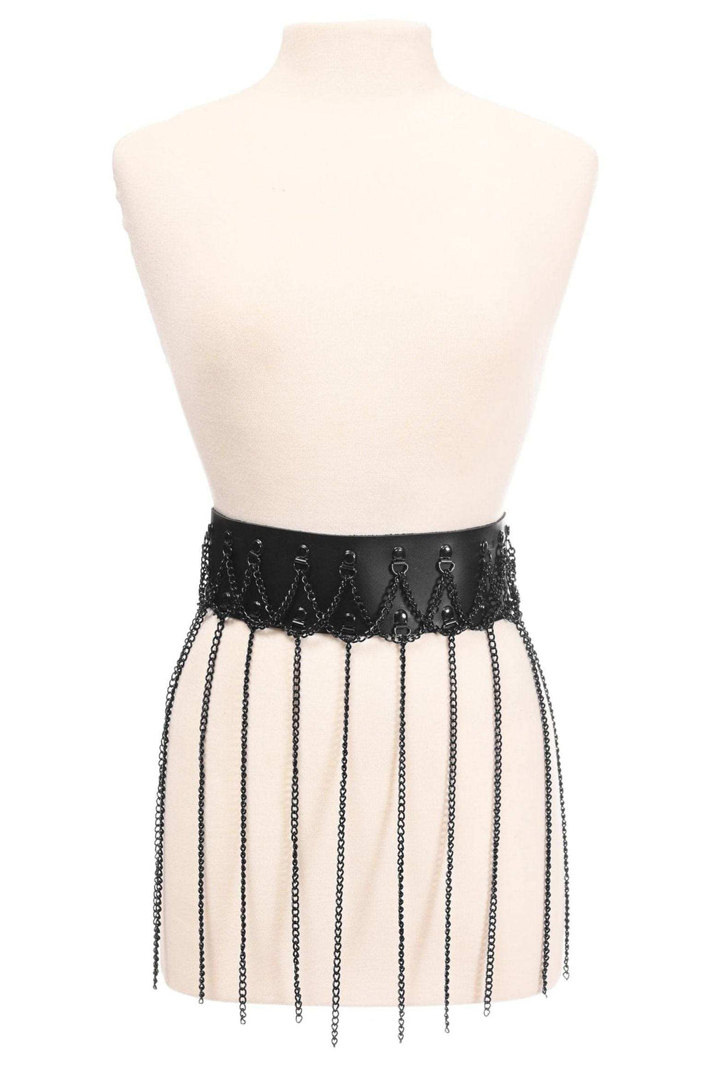 Daisy Corsets Black Faux Leather & Black Metallic Chain Fringe Skirt - Daisy Corsets - Flyclothing LLC