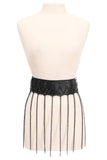 Daisy Corsets Black Faux Leather & Black Metallic Chain Fringe Skirt - Daisy Corsets - Flyclothing LLC