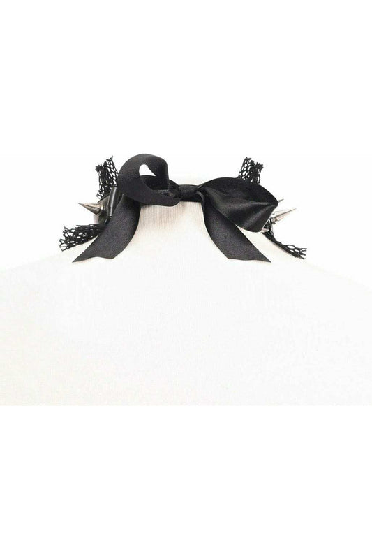 Daisy Corsets Kitten Collection Black Fishnet Spike Choker - Daisy Corsets - Flyclothing LLC