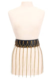 Daisy Corsets Black Faux Leather & Gold Metallic Chain Fringe Skirt - Daisy Corsets - Flyclothing LLC