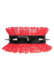 Daisy Corsets Kitten Collection Red/Black Fishnet Spike Choker - Daisy Corsets - Flyclothing LLC