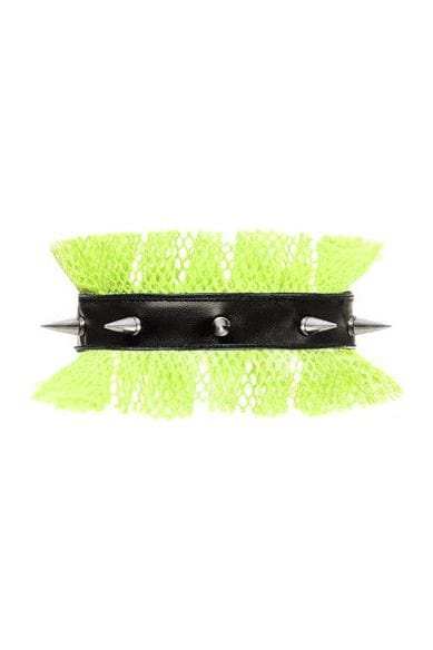 Daisy Corsets Kitten Collection Neon Green/Black Fishnet Spike Choker - Daisy Corsets - Flyclothing LLC