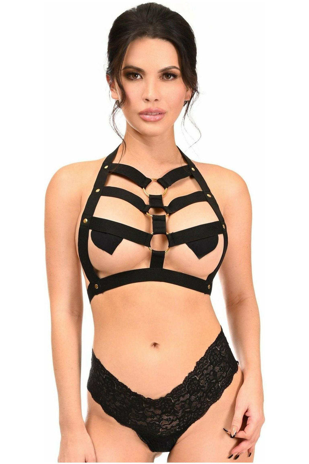 Daisy Corsets BOXED Black Stretchy Body Harness w/Gold Hardware - Daisy Corsets - Flyclothing LLC