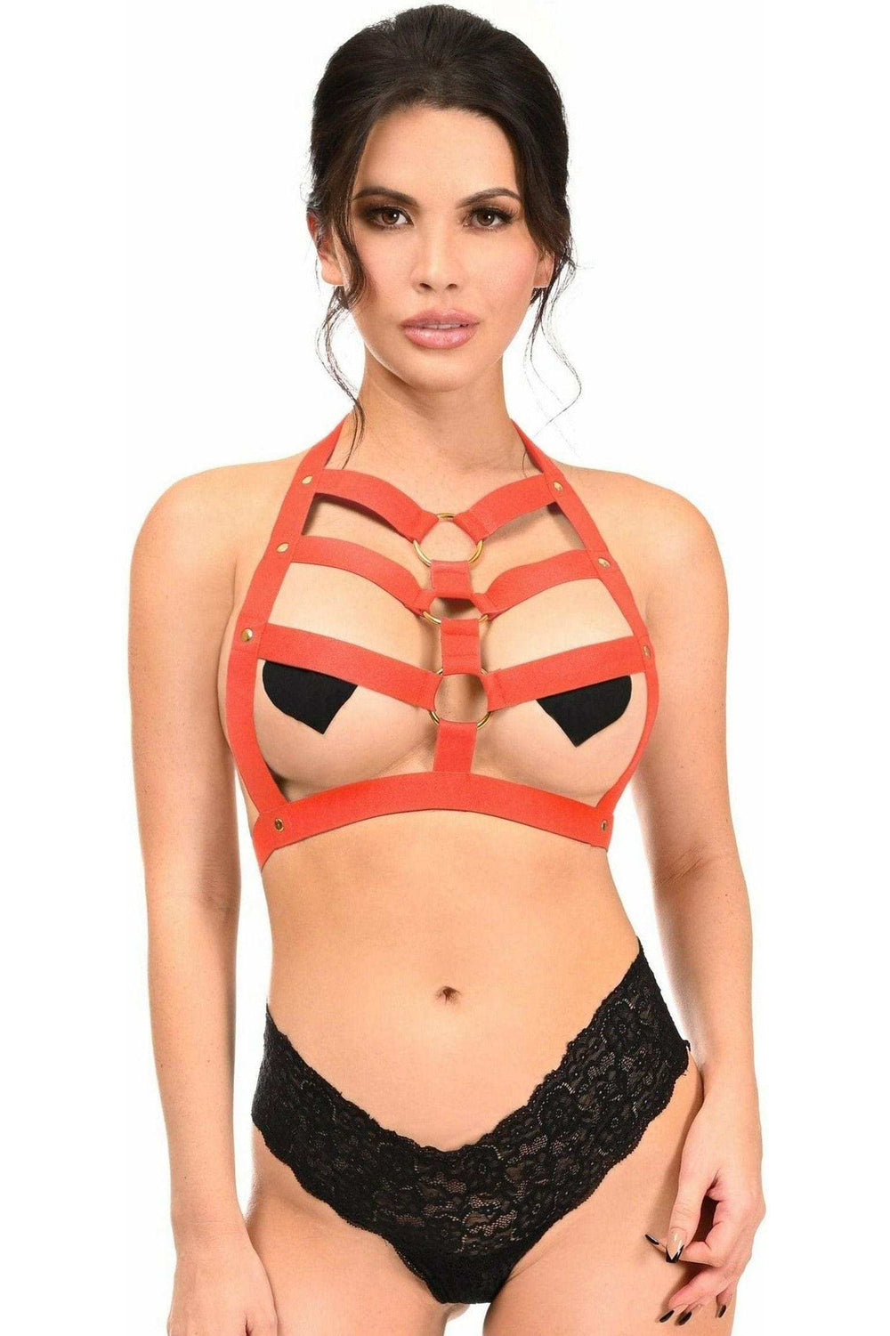 Daisy Corsets BOXED Red Stretchy Body Harness w/Gold Hardware - Daisy Corsets - Flyclothing LLC