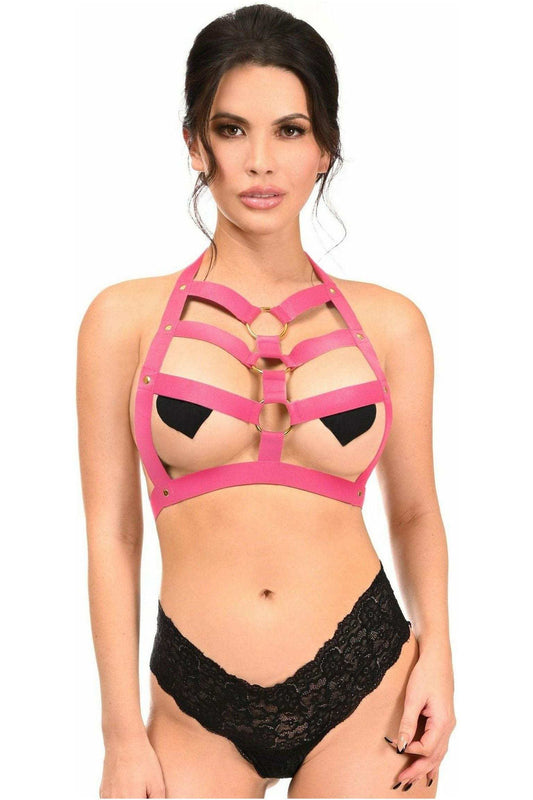 Daisy Corsets BOXED Hot Pink Stretchy Body Harness w/Gold Hardware - Daisy Corsets - Flyclothing LLC