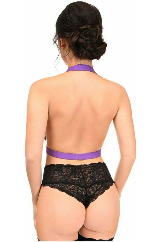 Daisy Corsets BOXED Dark Purple Stretchy Body Harness w/Gold Hardware - Daisy Corsets - Flyclothing LLC