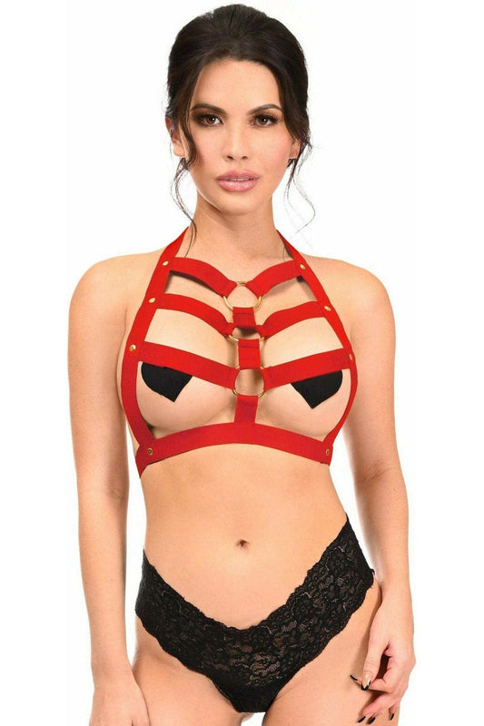 Daisy Corsets BOXED Dark Red Stretchy Body Harness w/Gold Hardware - Daisy Corsets - Flyclothing LLC