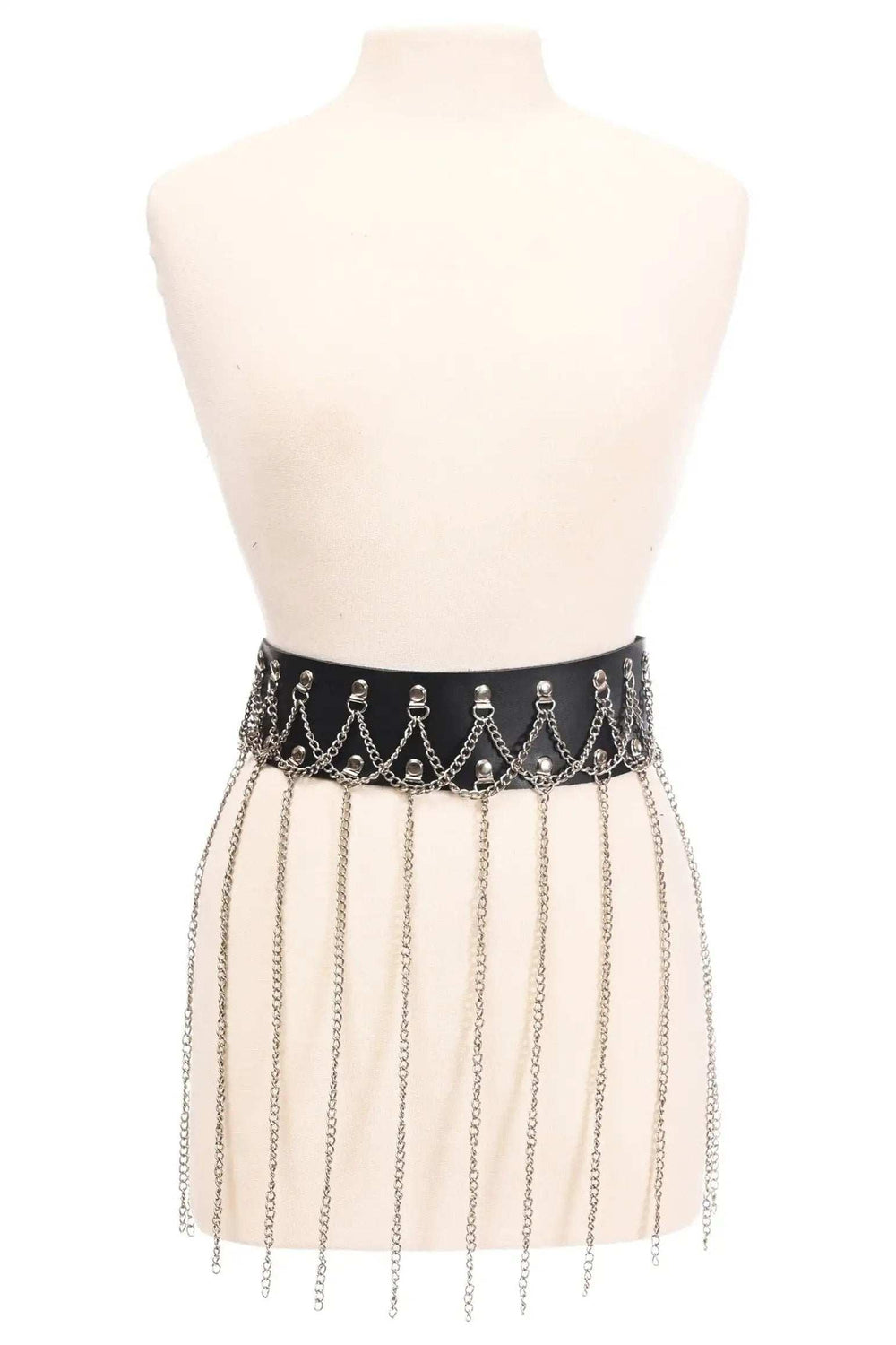 Daisy Corsets Black Faux Leather & Silver Chain Fringe Skirt - Daisy Corsets - Flyclothing LLC