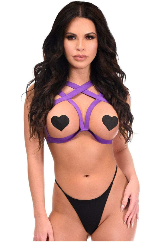 Daisy Corsets BOXED Purple Stretchy Body Harness Top - Daisy Corsets - Flyclothing LLC