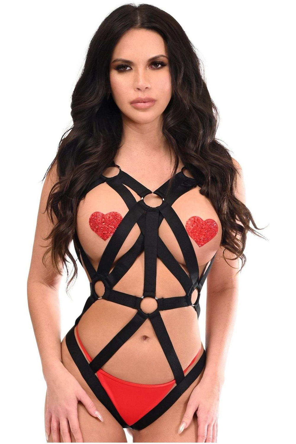 Daisy Corsets BOXED Black Stretchy Body Harness Bodysuit w/Silver Hardware - Daisy Corsets - Flyclothing LLC