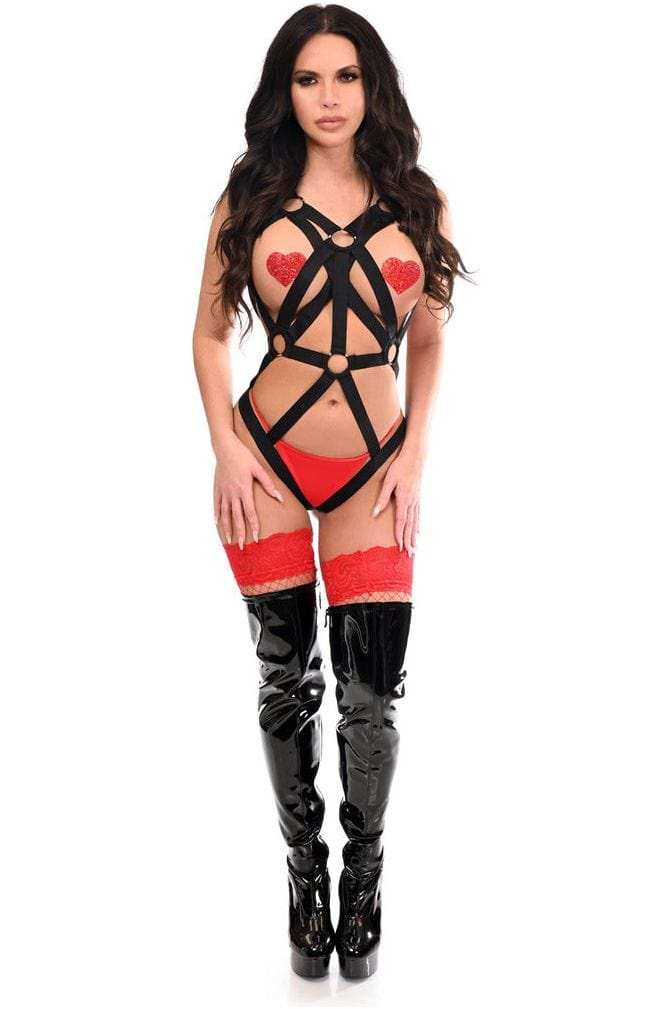 Daisy Corsets BOXED Black Stretchy Body Harness Bodysuit w/Silver Hardware - Daisy Corsets - Flyclothing LLC