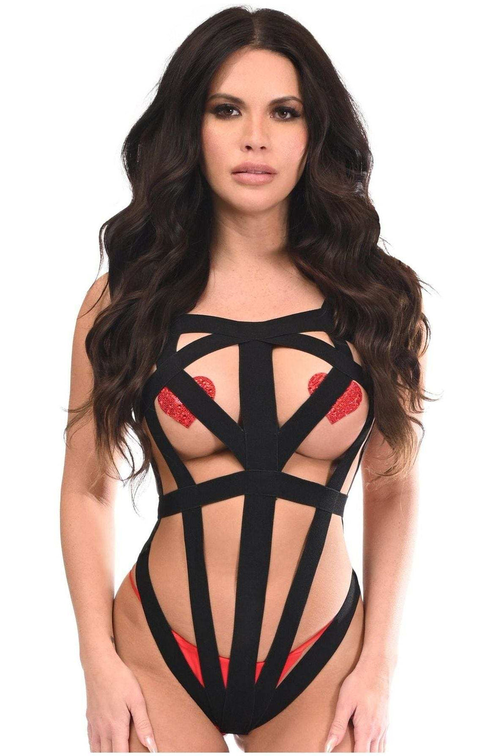 Daisy Corsets BOXED Black Stretchy Body Harness Bodysuit w/Silver Hardware - Daisy Corsets - Flyclothing LLC