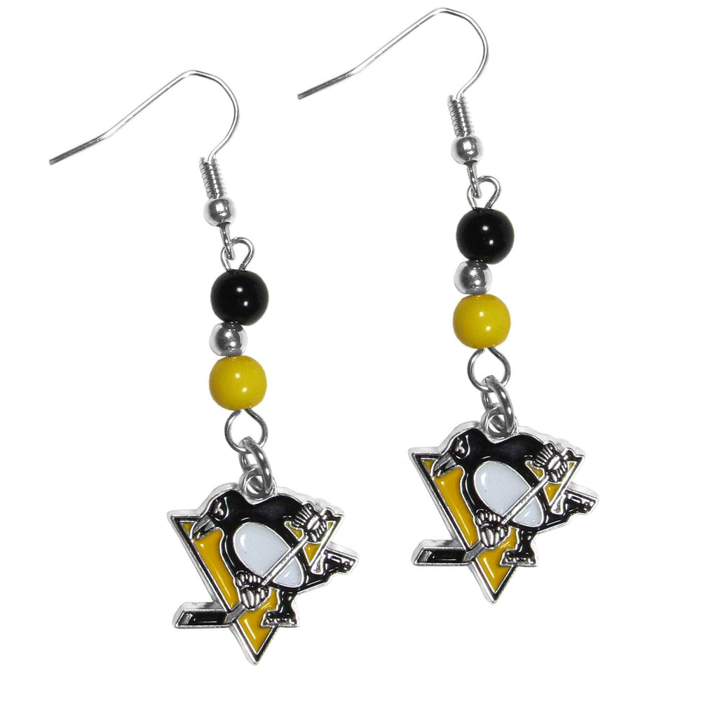 Pittsburgh Penguins Fan Bead Dangle Earrings - Pittsburgh Penguins - Flyclothing LLC