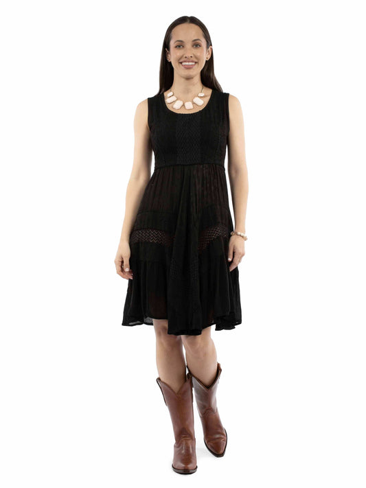 Honey creek Black 100% rayon Short tank dress - Scully Leather - Flyclothing LLC