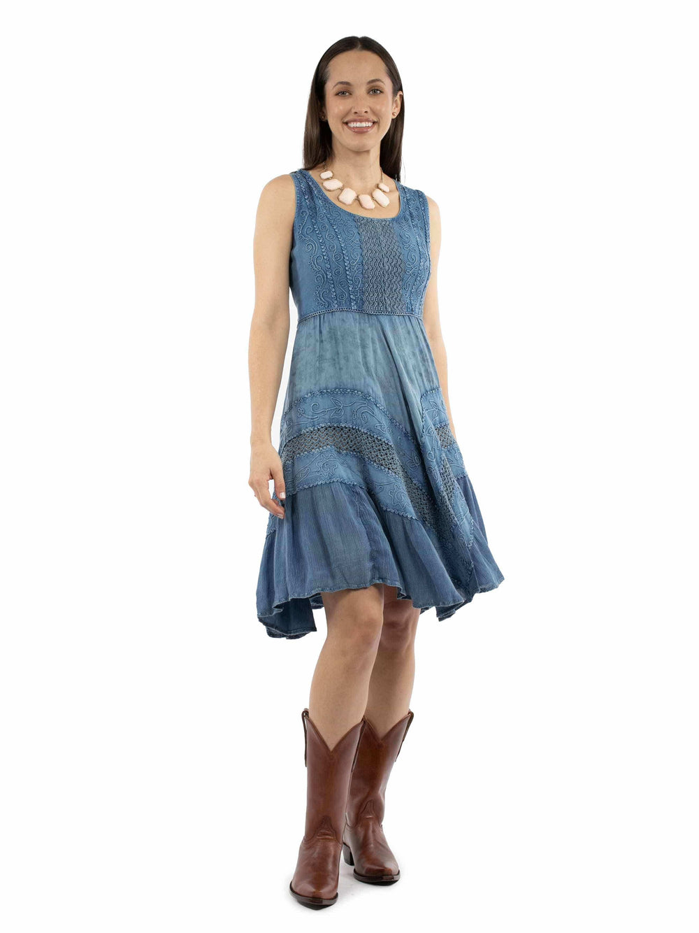 Honey creek Light denim 100% rayon Short tank dress - Scully Leather - Flyclothing LLC