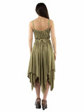 Honey Creek 100% rayon Olive Emb.dress w/handkerchief bottom - Scully Leather - Flyclothing LLC