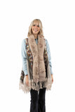 Scully Leather 100% Acrylic Natural Faux Fur Trim S/L Asymmetric Cardigan - Scully Leather - Flyclothing LLC