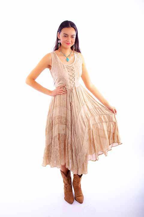 Scully Leather Lt Latte Lace Front Dress - Scully Leather - Flyclothing LLC